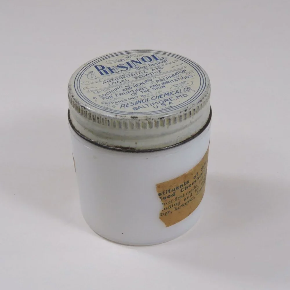 Vintage Watkins & Resinol Milk Glass Jars - Decor - Display - Empty No Contents - Picture 7 of 11